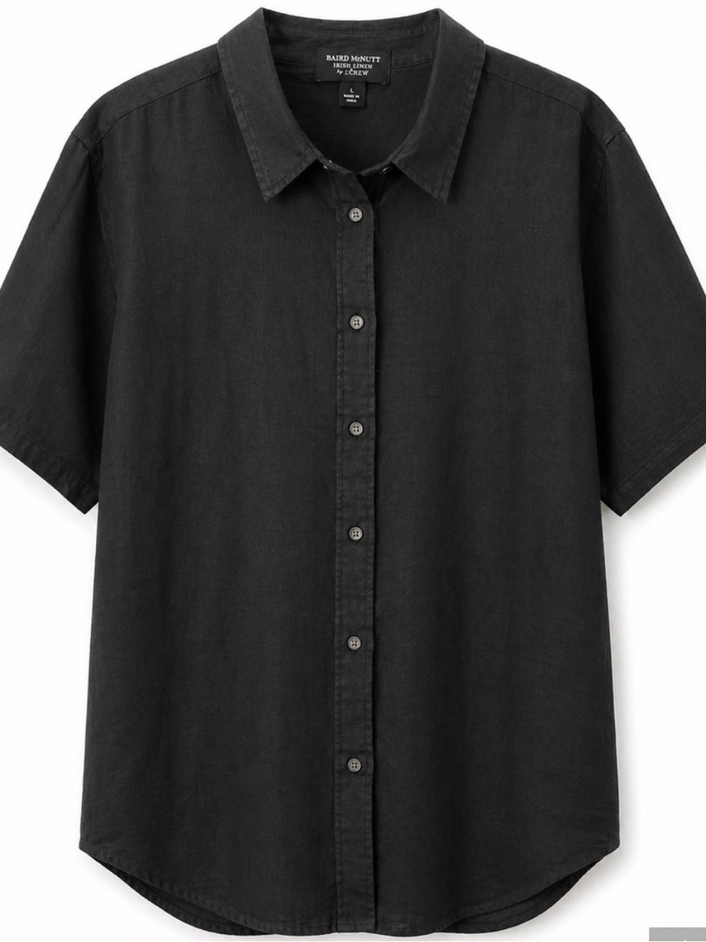 J. Crew Baird McNutt Black Short-Sleeve Button-Down Linen Shirt